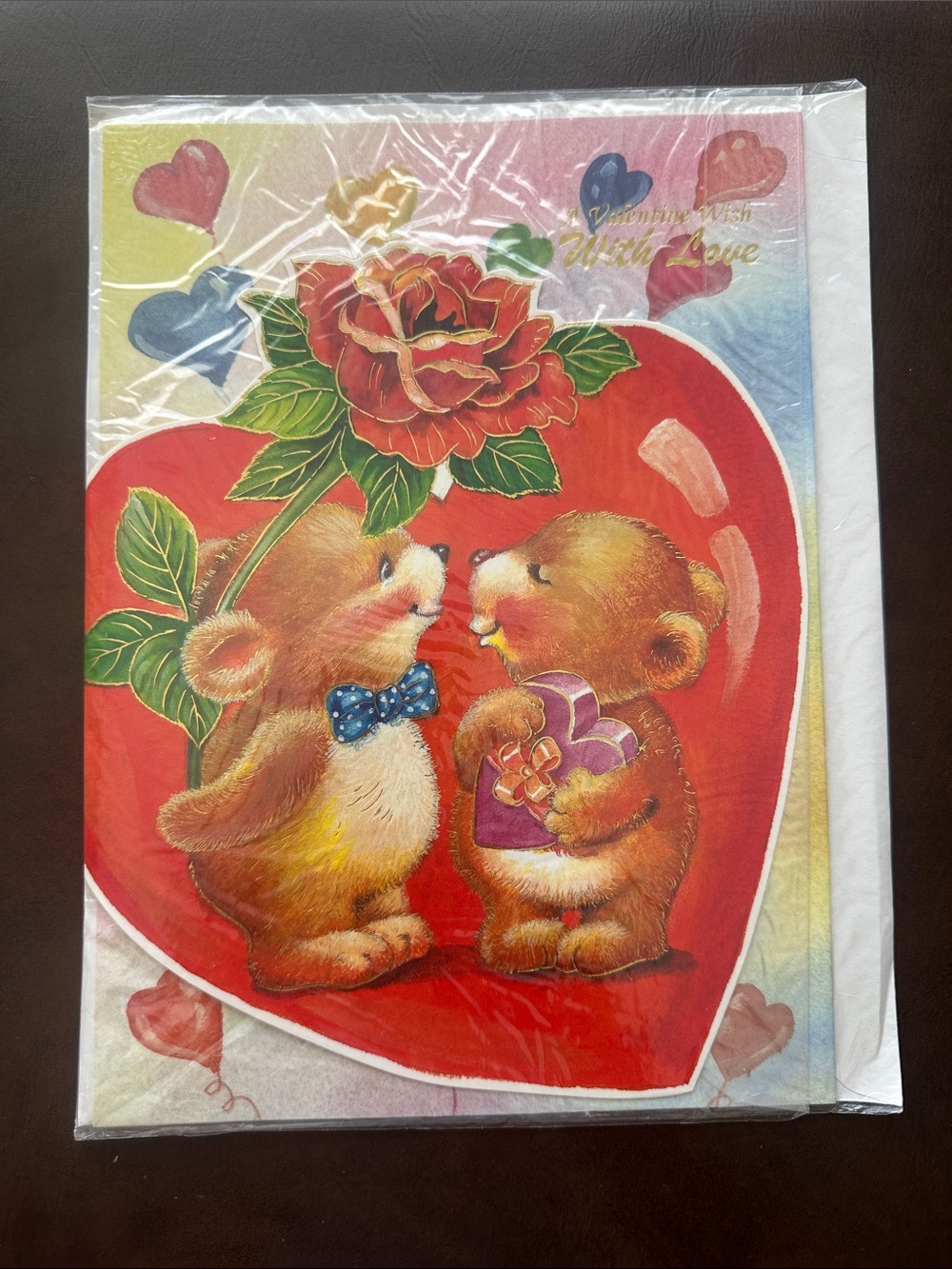 Musical Vintage Valentine Bears Heart Art Print - Red